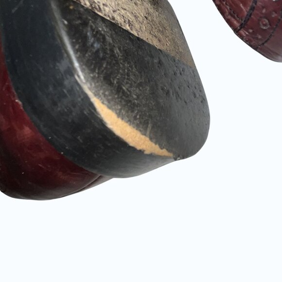 Johnston & Murphys Mens Cap-Toe Oxford Dress Shoes Sz 8.5 Burgundy Leather Italy - Picture 11 of 15